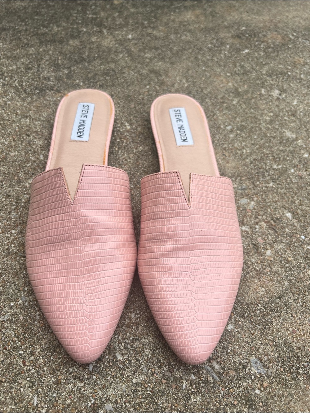 Steve Madden Blush Pink Textured Pointed Mules